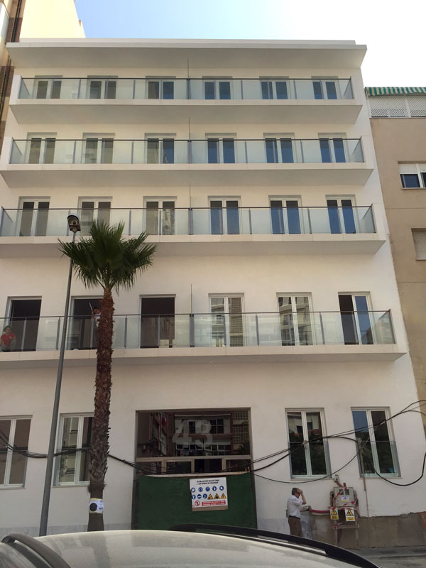 Fachada acabado restauración hotel Cádiz Ingeark