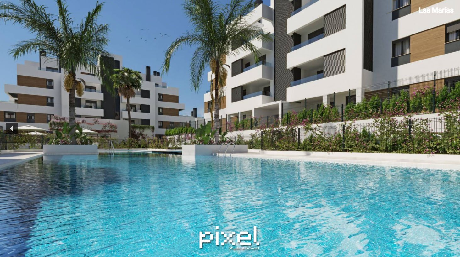 Edificio Las Marías exterior piscina Pixel Ingeark