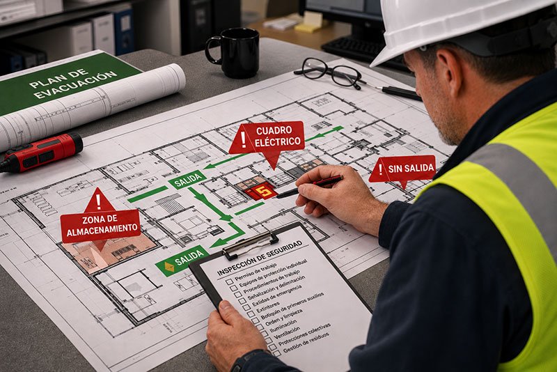 Plano plan de evacuación seguridad Ingeark